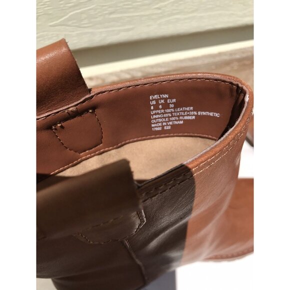 Ralph Lauren Evelynn Brown Short Slip On Logo Leather Boots Women's 8 39 - Picture 8 of 13